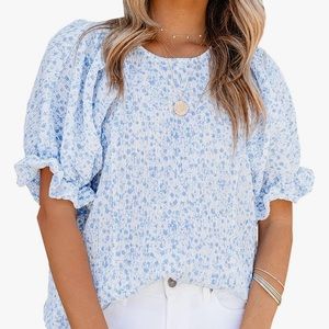 Dokotoo Floral Print Puff Sleeve Blouse